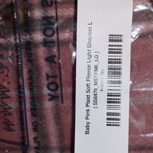 SHE + SKY Baby Pink Plaid Soft Fleece Lightweight Shacket - Picture 14 of 16